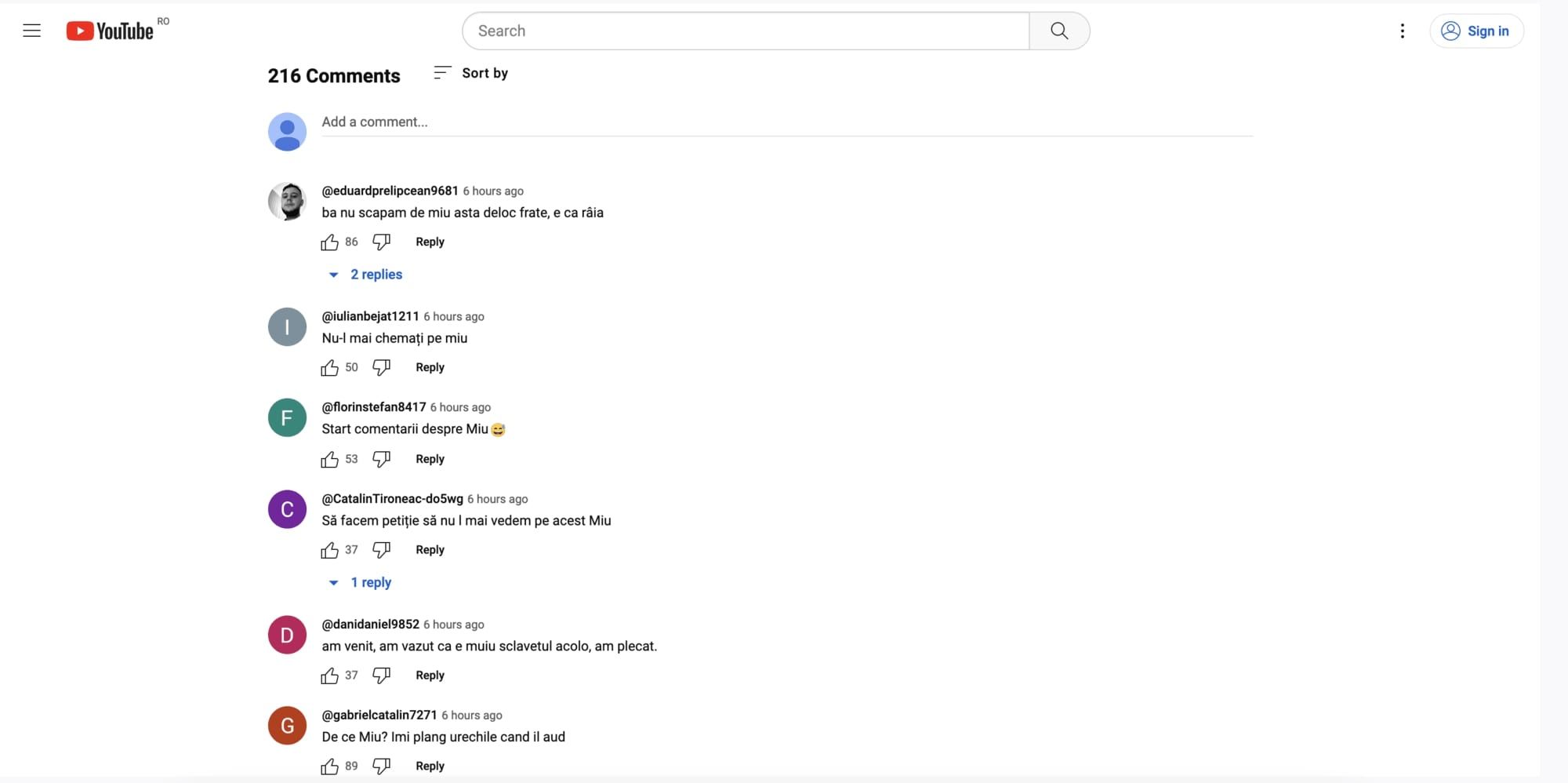 Comentarii despre Iulian Miu