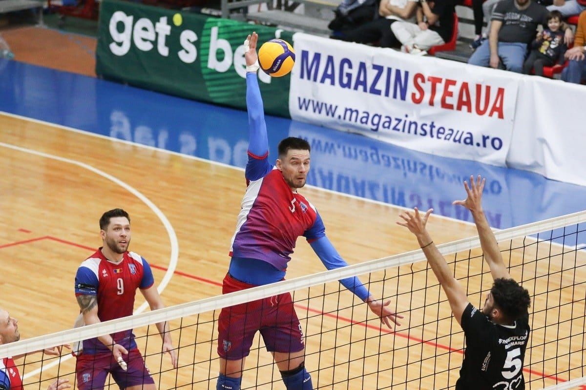 Imagine dintr-un meci de volei, ca formă de ironizare a hențului lui Ngezana